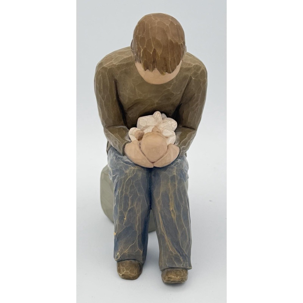 Willow Tree New Dad Demdaco Figurine 2004 Dad with bBaby Gift 5.5" 2004 EUC